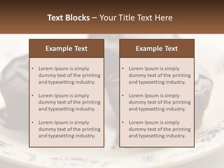 Three Chocolate Muffins On A Plate With Chocolate Drizzled On Them PowerPoint Template