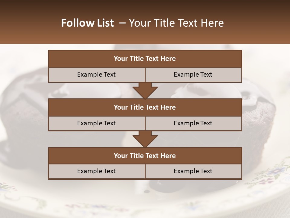 Three Chocolate Muffins On A Plate With Chocolate Drizzled On Them PowerPoint Template