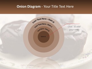 Three Chocolate Muffins On A Plate With Chocolate Drizzled On Them PowerPoint Template