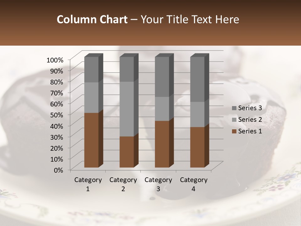 Three Chocolate Muffins On A Plate With Chocolate Drizzled On Them PowerPoint Template