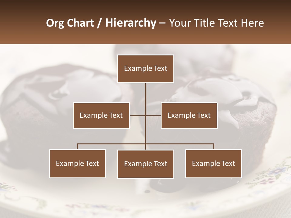 Three Chocolate Muffins On A Plate With Chocolate Drizzled On Them PowerPoint Template