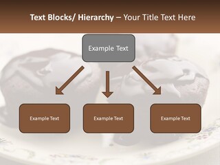 Three Chocolate Muffins On A Plate With Chocolate Drizzled On Them PowerPoint Template