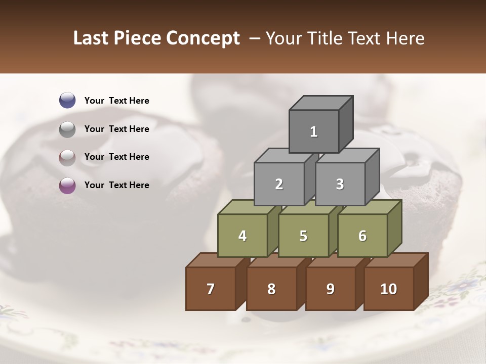 Three Chocolate Muffins On A Plate With Chocolate Drizzled On Them PowerPoint Template