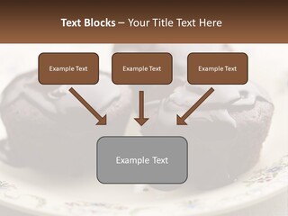 Three Chocolate Muffins On A Plate With Chocolate Drizzled On Them PowerPoint Template