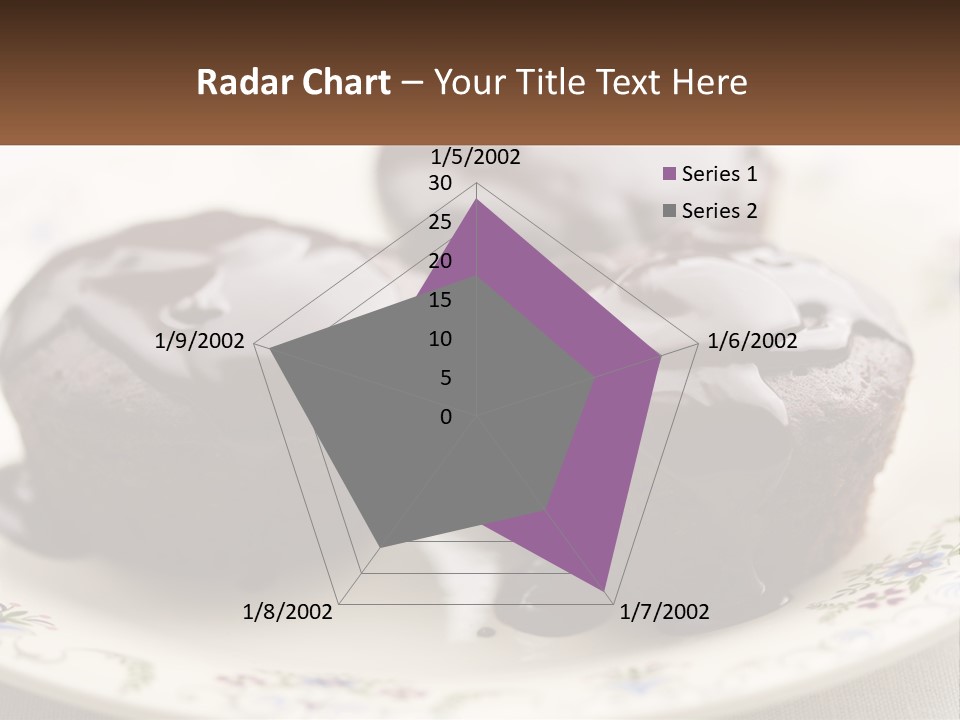 Three Chocolate Muffins On A Plate With Chocolate Drizzled On Them PowerPoint Template