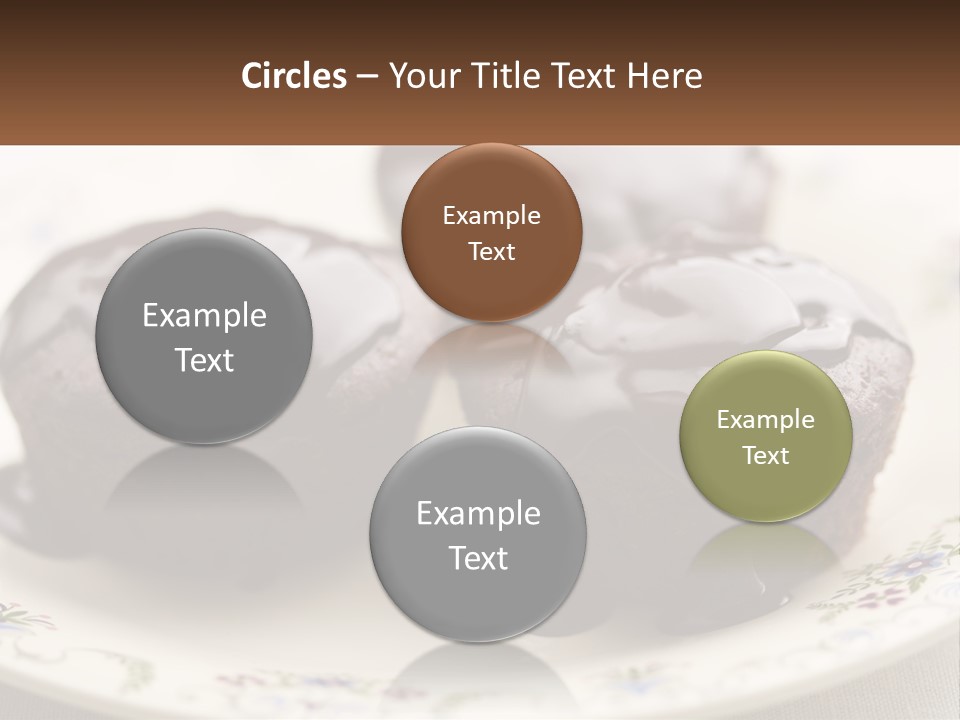 Three Chocolate Muffins On A Plate With Chocolate Drizzled On Them PowerPoint Template