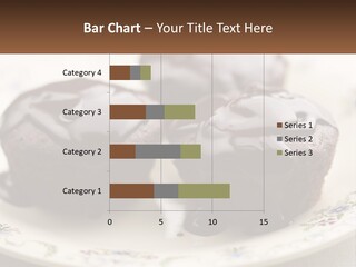 Three Chocolate Muffins On A Plate With Chocolate Drizzled On Them PowerPoint Template