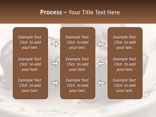 Three Chocolate Muffins On A Plate With Chocolate Drizzled On Them PowerPoint Template