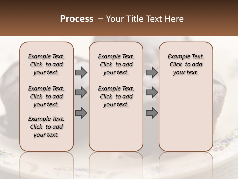 Three Chocolate Muffins On A Plate With Chocolate Drizzled On Them PowerPoint Template