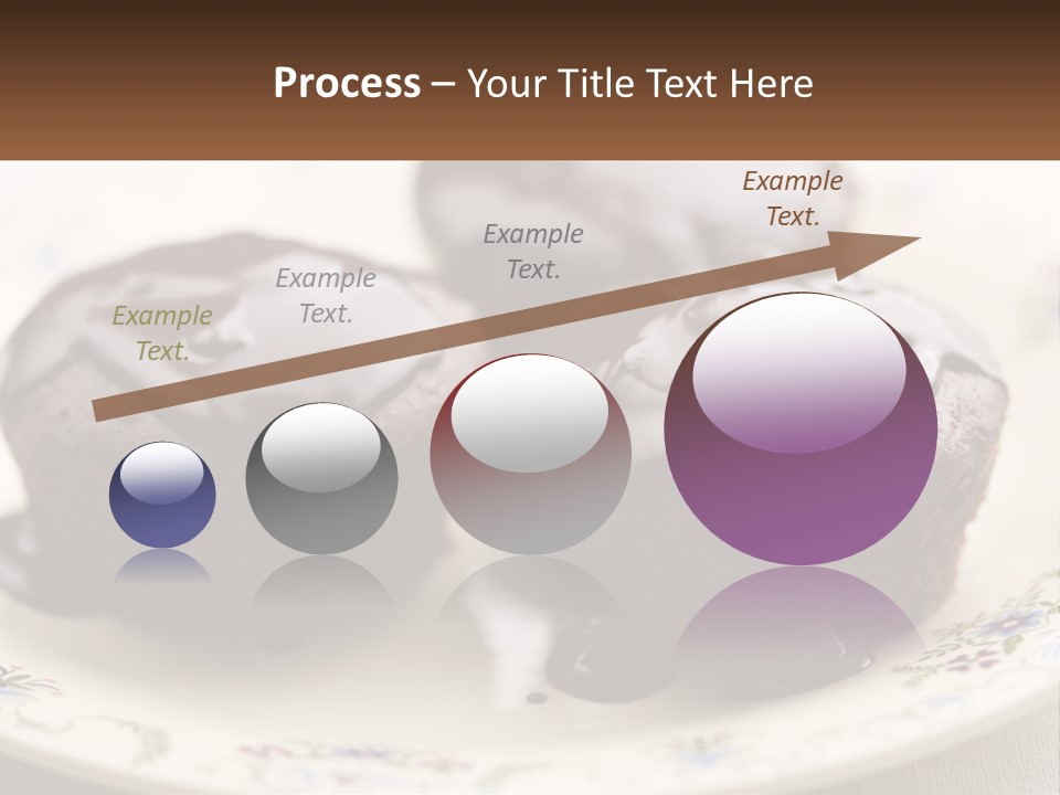 Three Chocolate Muffins On A Plate With Chocolate Drizzled On Them PowerPoint Template