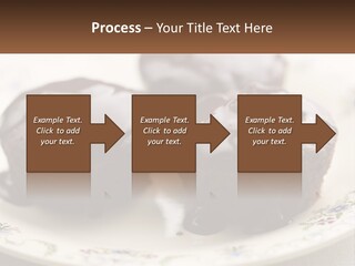 Three Chocolate Muffins On A Plate With Chocolate Drizzled On Them PowerPoint Template