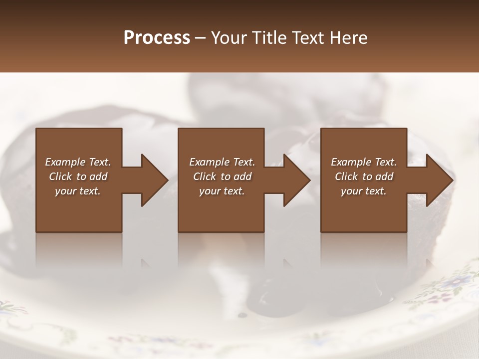 Three Chocolate Muffins On A Plate With Chocolate Drizzled On Them PowerPoint Template