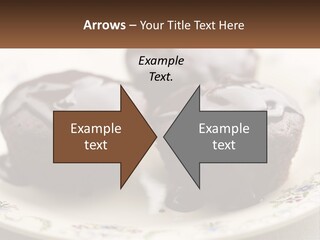 Three Chocolate Muffins On A Plate With Chocolate Drizzled On Them PowerPoint Template