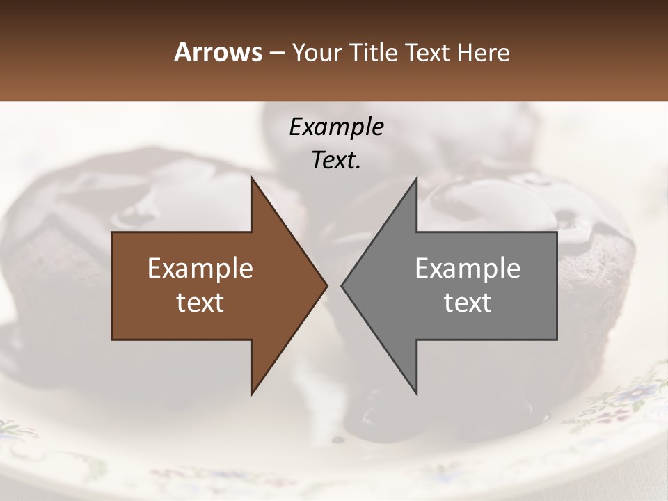 Three Chocolate Muffins On A Plate With Chocolate Drizzled On Them PowerPoint Template
