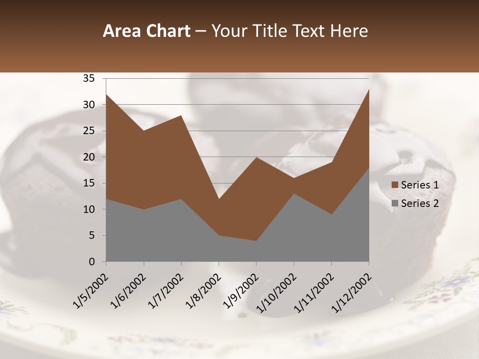 Three Chocolate Muffins On A Plate With Chocolate Drizzled On Them PowerPoint Template