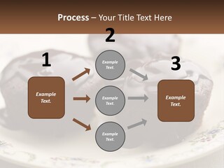 Three Chocolate Muffins On A Plate With Chocolate Drizzled On Them PowerPoint Template