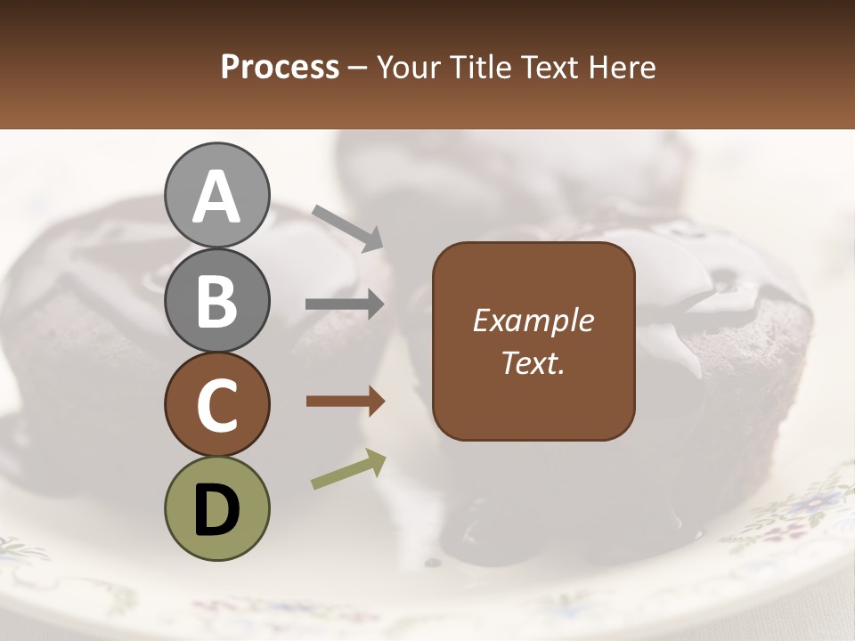 Three Chocolate Muffins On A Plate With Chocolate Drizzled On Them PowerPoint Template