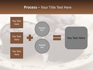 Three Chocolate Muffins On A Plate With Chocolate Drizzled On Them PowerPoint Template