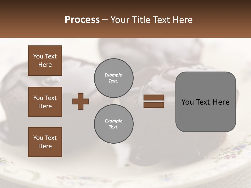 Three Chocolate Muffins On A Plate With Chocolate Drizzled On Them PowerPoint Template