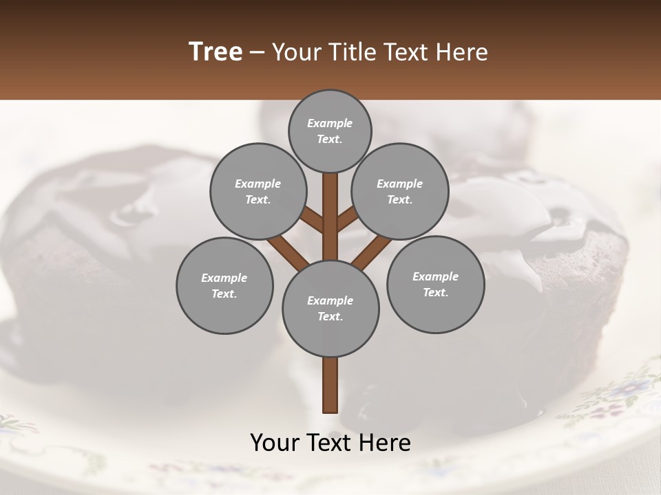 Three Chocolate Muffins On A Plate With Chocolate Drizzled On Them PowerPoint Template