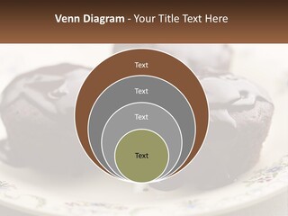 Three Chocolate Muffins On A Plate With Chocolate Drizzled On Them PowerPoint Template