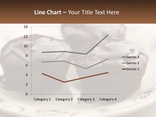 Three Chocolate Muffins On A Plate With Chocolate Drizzled On Them PowerPoint Template