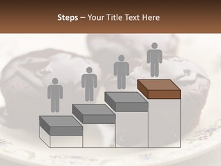 Three Chocolate Muffins On A Plate With Chocolate Drizzled On Them PowerPoint Template