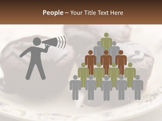 Three Chocolate Muffins On A Plate With Chocolate Drizzled On Them PowerPoint Template