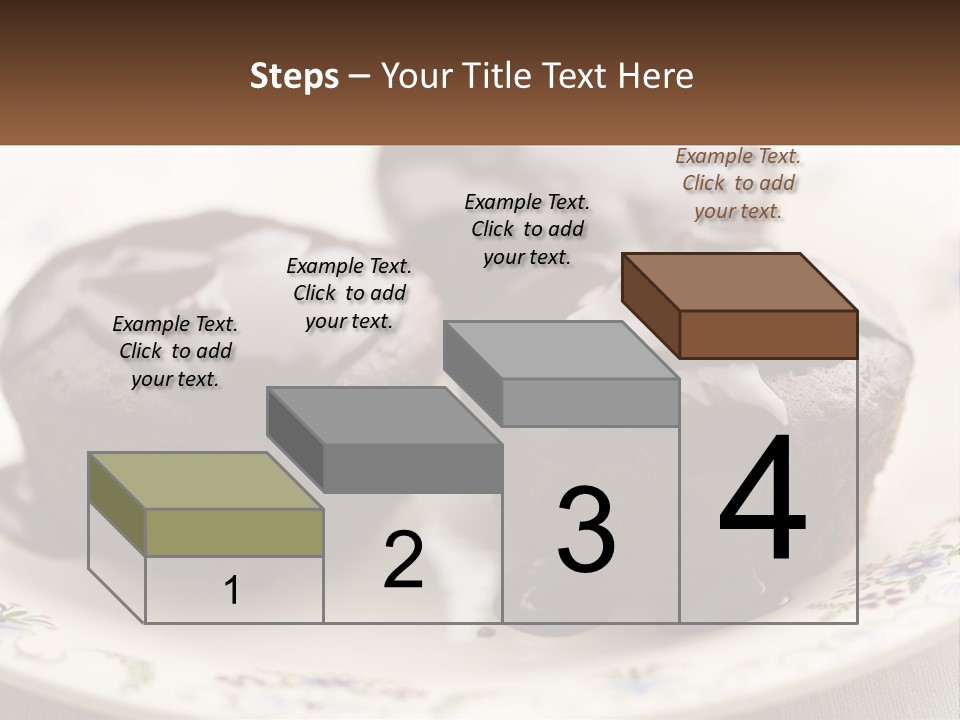 Three Chocolate Muffins On A Plate With Chocolate Drizzled On Them PowerPoint Template