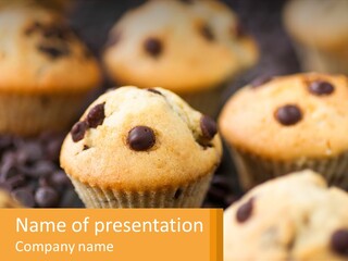 A Bunch Of Muffins With Chocolate Chips On Them PowerPoint Template