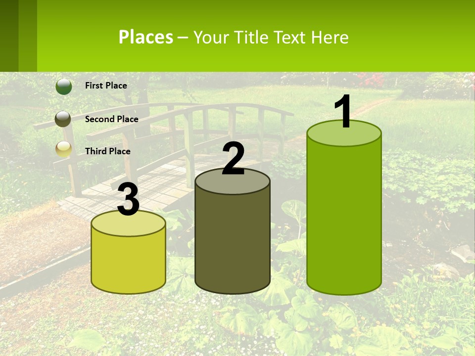 A Wooden Bridge Over A Small Stream In A Park PowerPoint Template