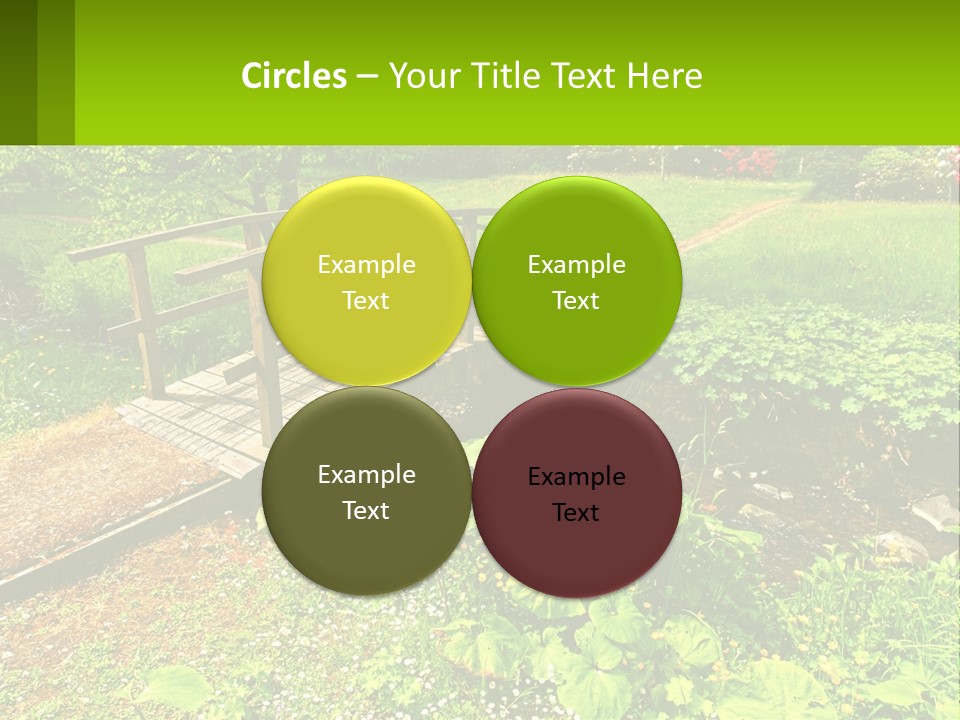 A Wooden Bridge Over A Small Stream In A Park PowerPoint Template