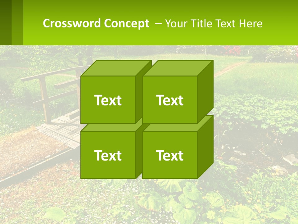 A Wooden Bridge Over A Small Stream In A Park PowerPoint Template