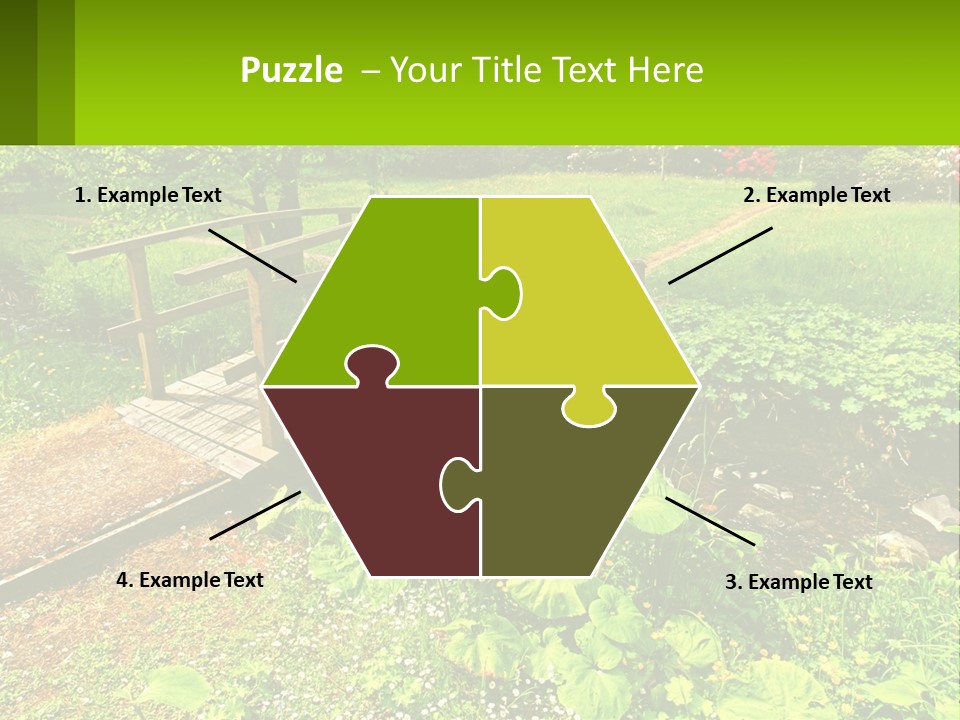 A Wooden Bridge Over A Small Stream In A Park PowerPoint Template