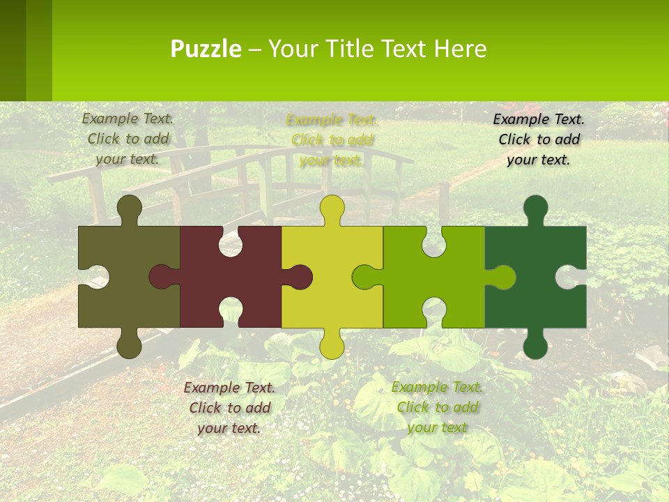 A Wooden Bridge Over A Small Stream In A Park PowerPoint Template