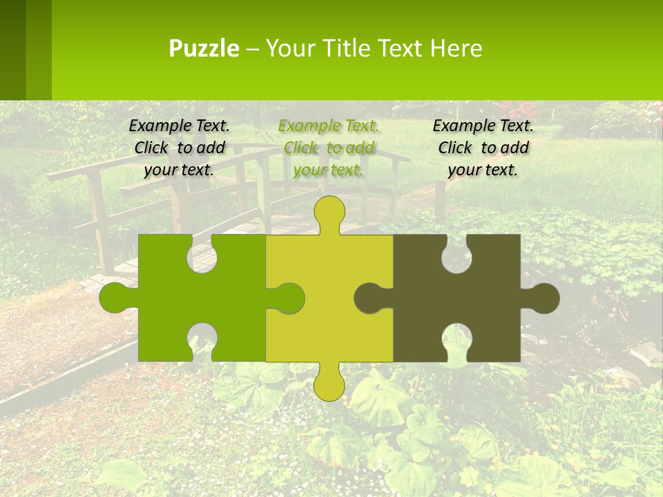 A Wooden Bridge Over A Small Stream In A Park PowerPoint Template