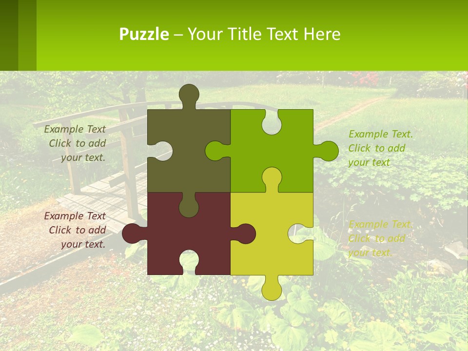 A Wooden Bridge Over A Small Stream In A Park PowerPoint Template