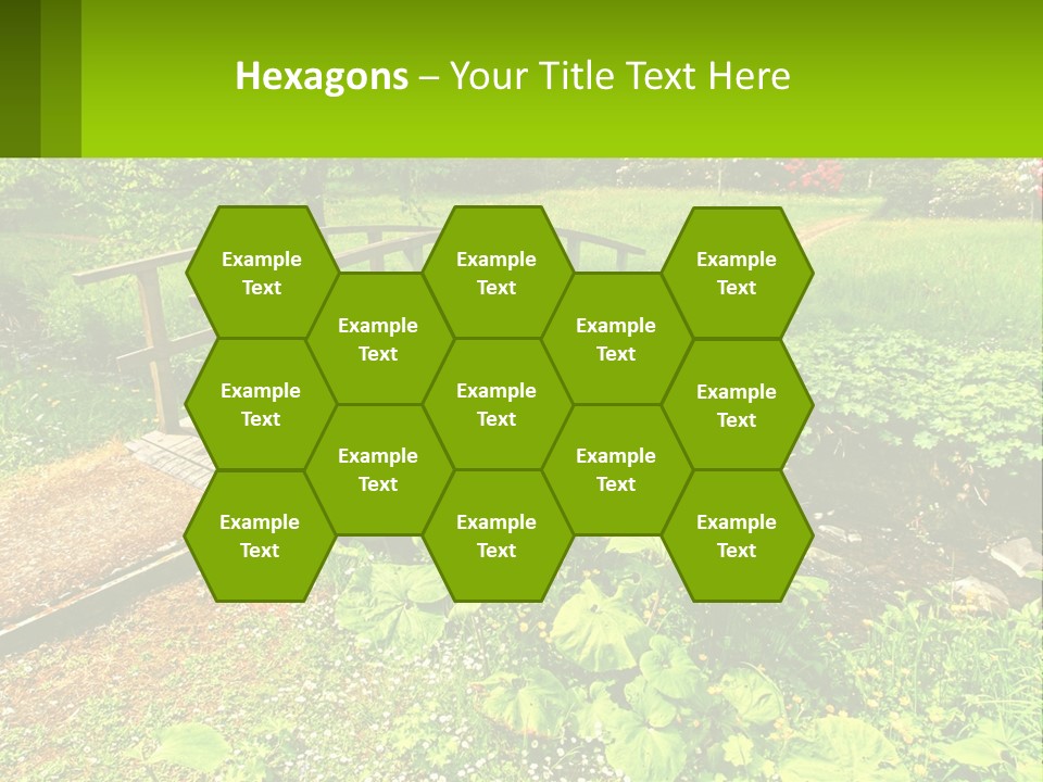 A Wooden Bridge Over A Small Stream In A Park PowerPoint Template