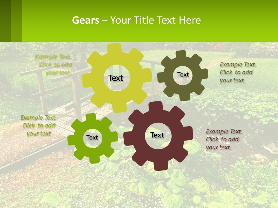 A Wooden Bridge Over A Small Stream In A Park PowerPoint Template