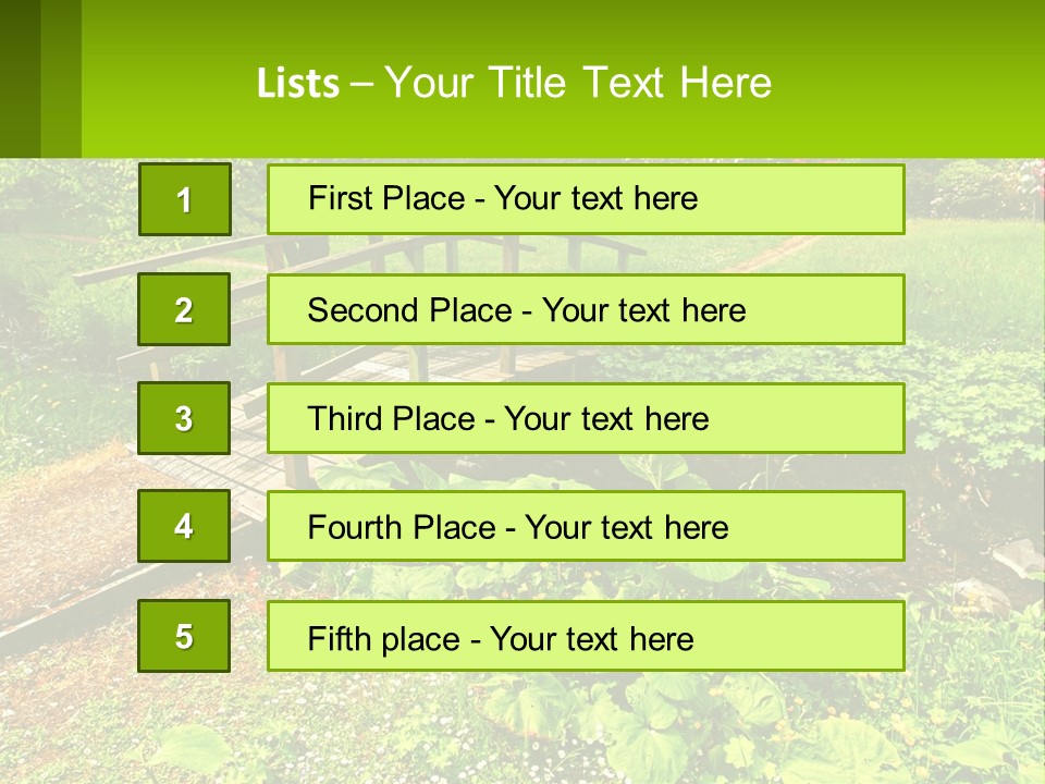 A Wooden Bridge Over A Small Stream In A Park PowerPoint Template