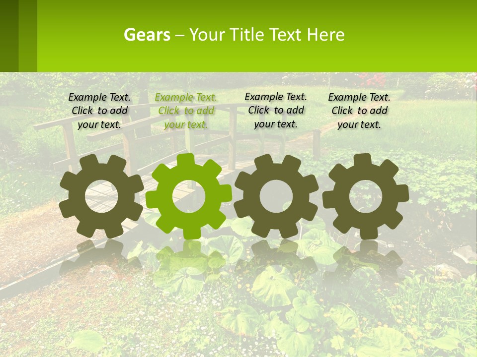 A Wooden Bridge Over A Small Stream In A Park PowerPoint Template