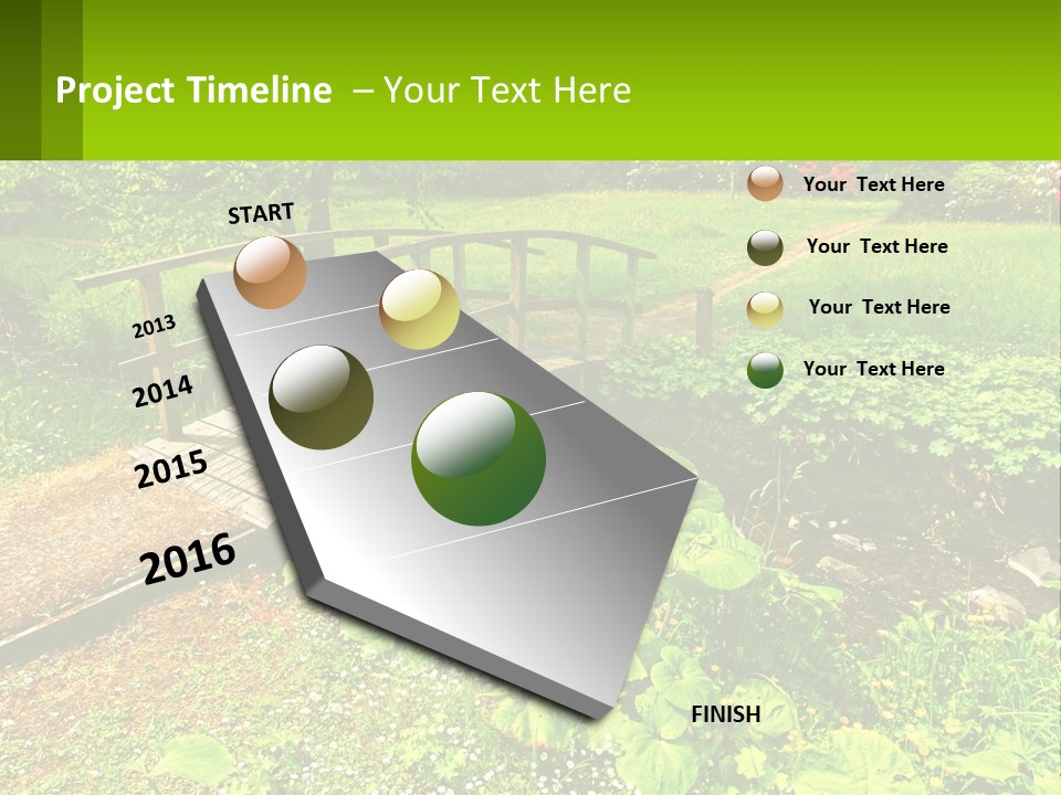 A Wooden Bridge Over A Small Stream In A Park PowerPoint Template