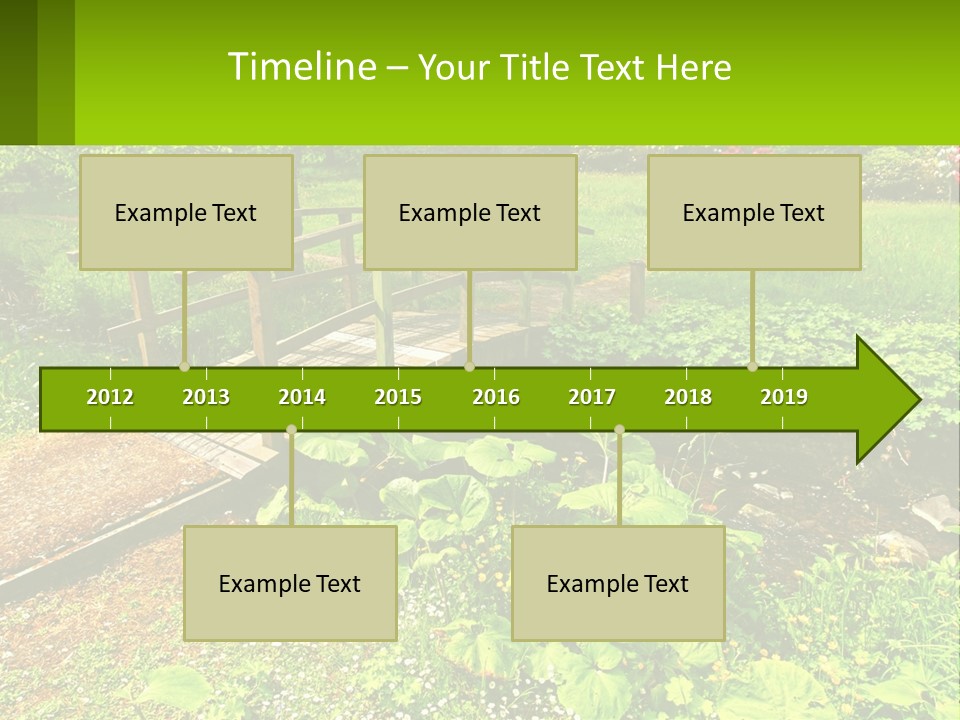 A Wooden Bridge Over A Small Stream In A Park PowerPoint Template