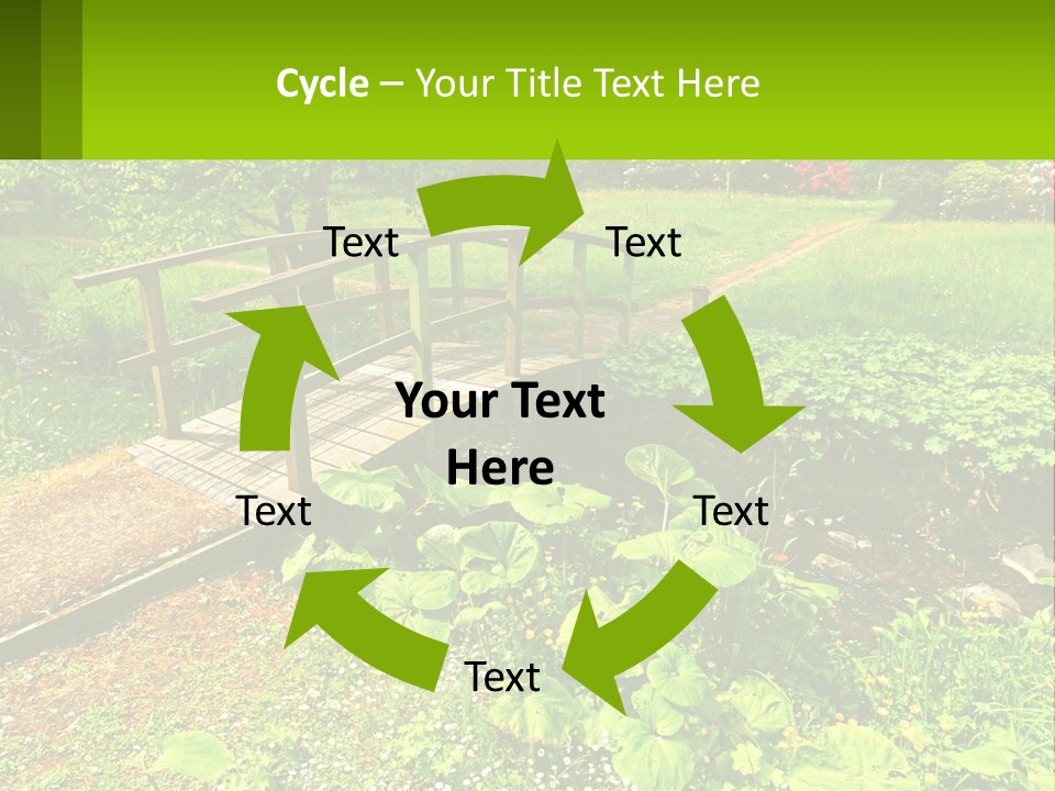 A Wooden Bridge Over A Small Stream In A Park PowerPoint Template