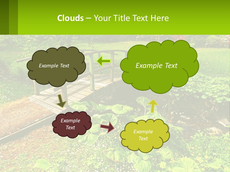 A Wooden Bridge Over A Small Stream In A Park PowerPoint Template