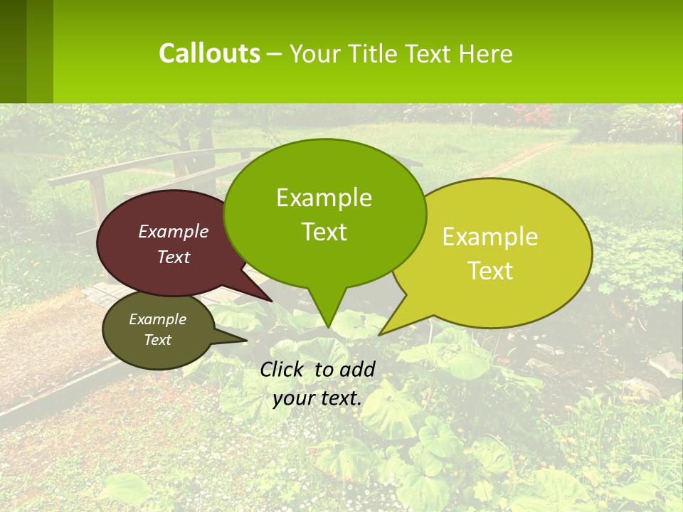 A Wooden Bridge Over A Small Stream In A Park PowerPoint Template
