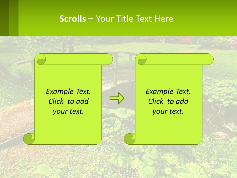 A Wooden Bridge Over A Small Stream In A Park PowerPoint Template