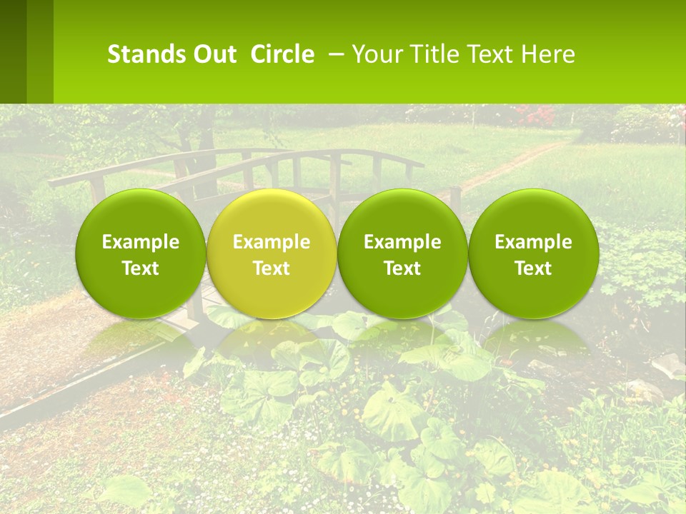 A Wooden Bridge Over A Small Stream In A Park PowerPoint Template