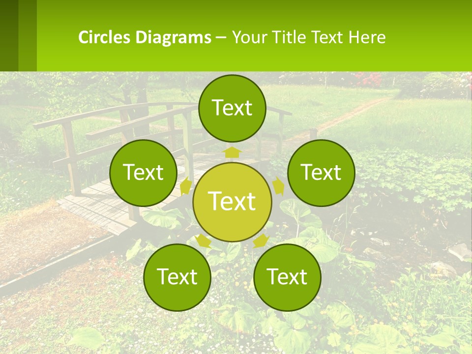 A Wooden Bridge Over A Small Stream In A Park PowerPoint Template