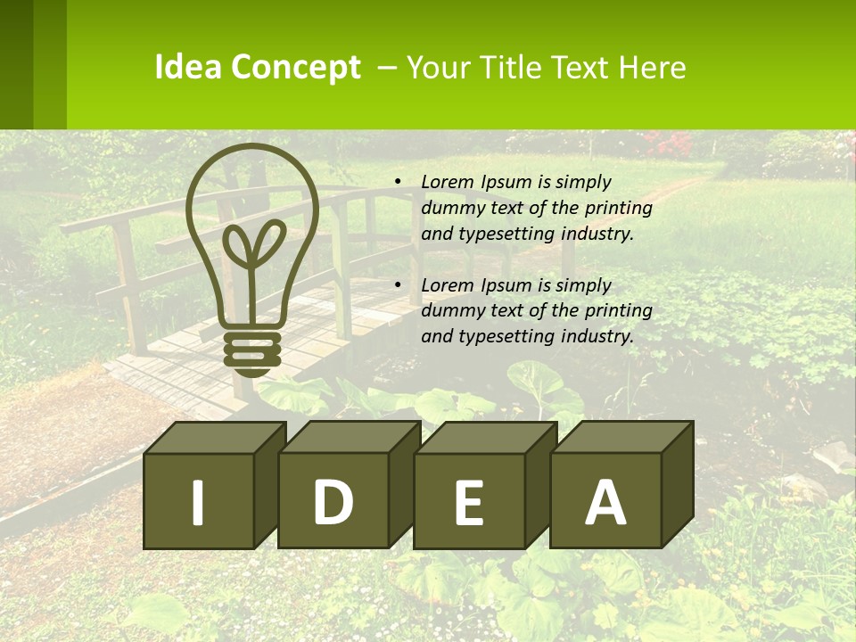 A Wooden Bridge Over A Small Stream In A Park PowerPoint Template